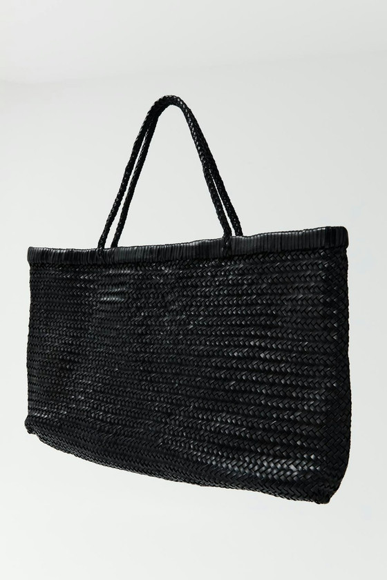Wide Bagu Woven Tote - Black | The DOM (Australia & New Zealand)