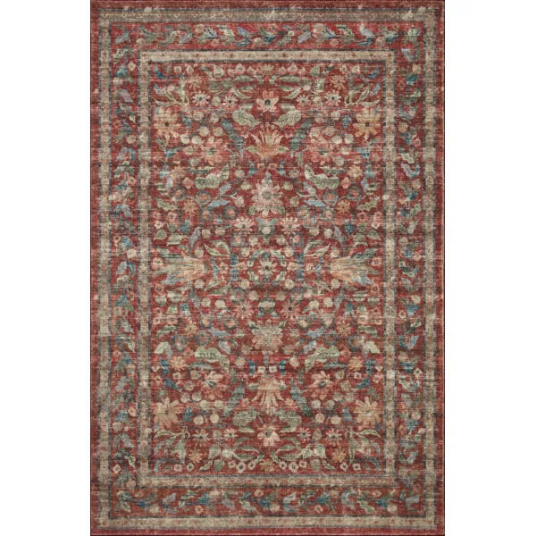 Rifle Paper Co. x Loloi Courtyard Crimson Area Rug feat. CloudPile | Wayfair North America