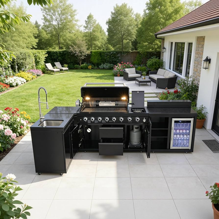95.8'' Outdoor Kitchen Island, All-In-One 6+1 Burner Modular Outdoor Kitchen for Backyards, 95500... | Amazon (US)