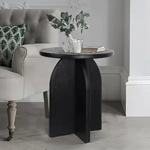 End Table with Pedestal, Wood Side Table Bedside Sofa Couch, Modern Nightstand for Bedroom, Small... | Amazon (US)