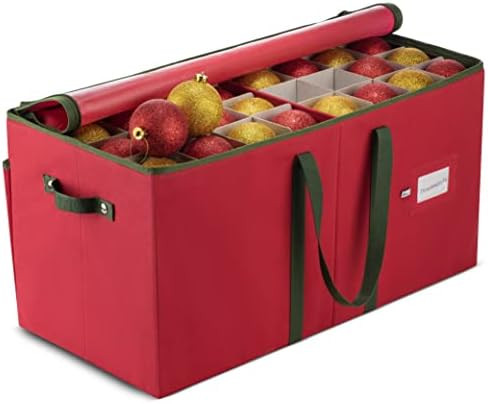Large Christmas Ornament Storage Box with Dual Zipper Closure - Box Contributes Slots for 128 Holida | Amazon (US)