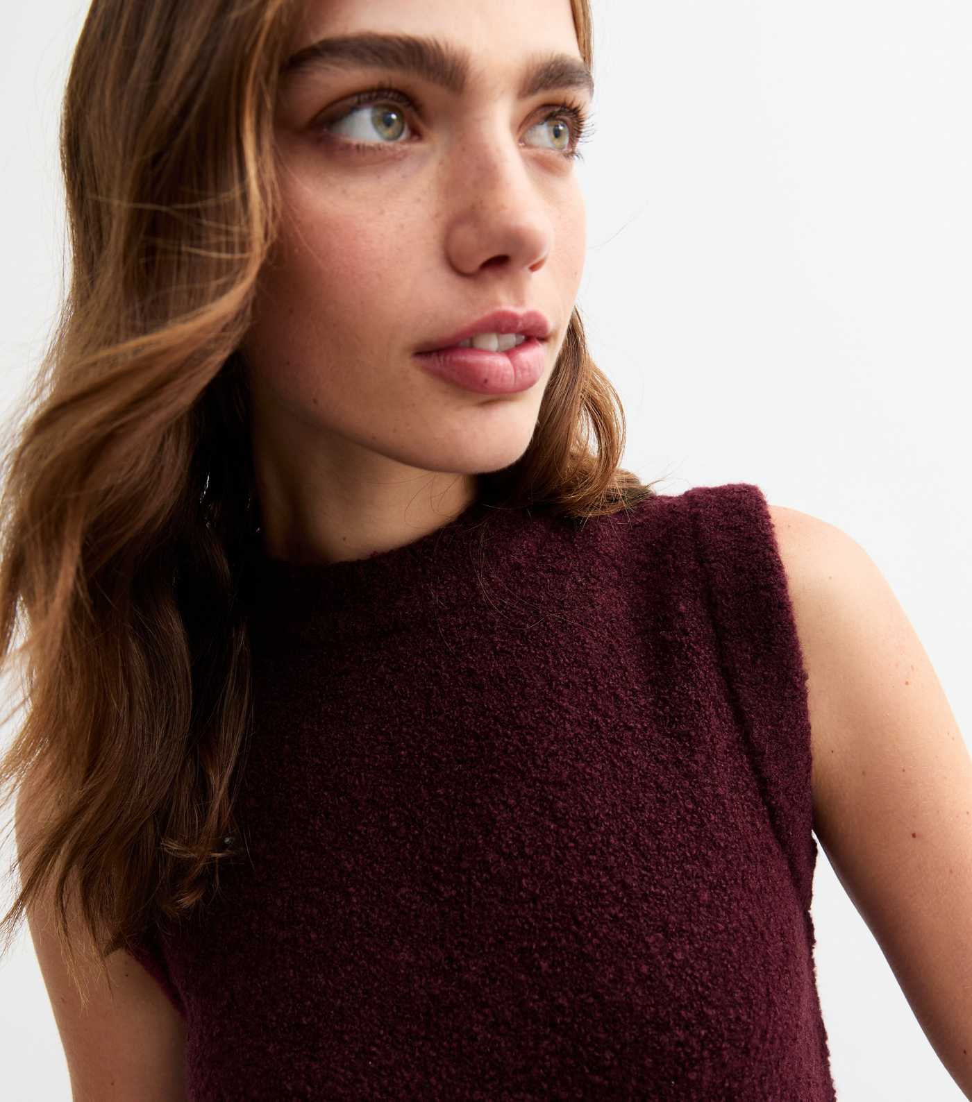 Burgundy Bouclé Knit Sweater Vest 
						
						Add to Saved Items
						Remove from Saved Items | New Look (UK)