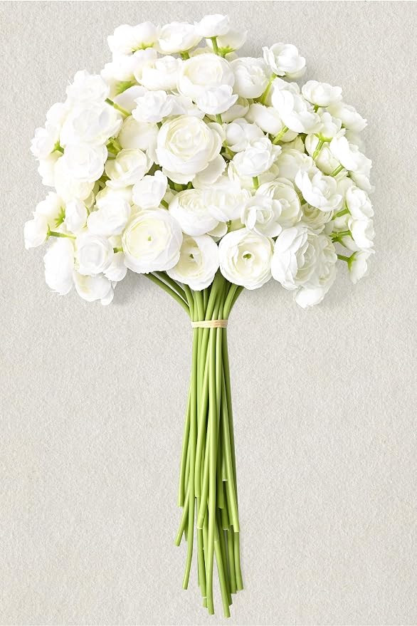 Ranunculus Artificial Flowers, 18Pcs 14In Fake Peonies Artificial Flowers, White Faux Flower for ... | Amazon (US)