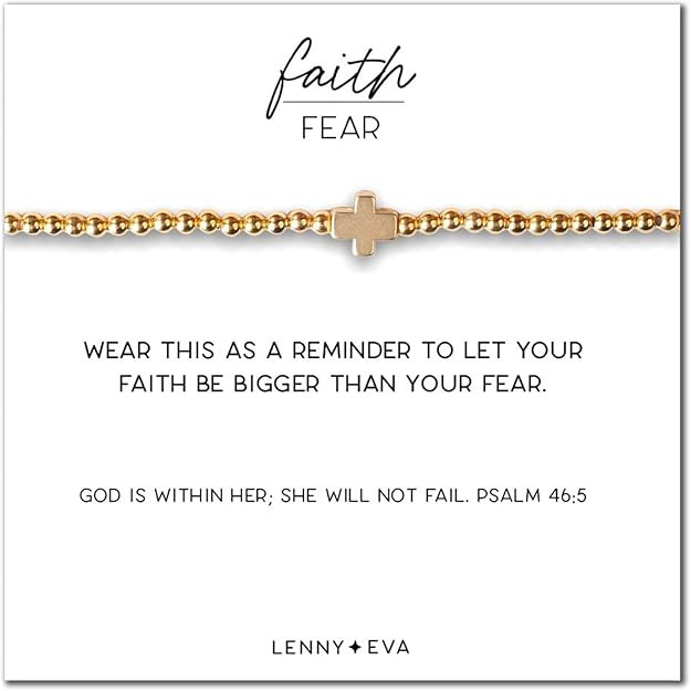 Lenny & Eva Faith Over Fear Cross Stretchable Bracelets for Women Inspirational Jewelry with Mess... | Amazon (US)