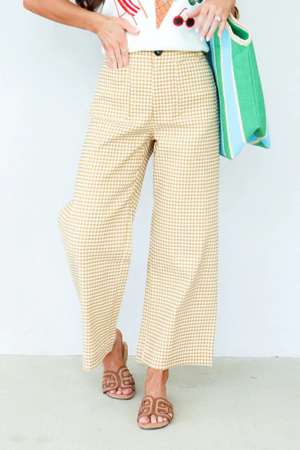 Taking My Time Butter Toast Gingham Straight Leg Pant | The Willow Tree