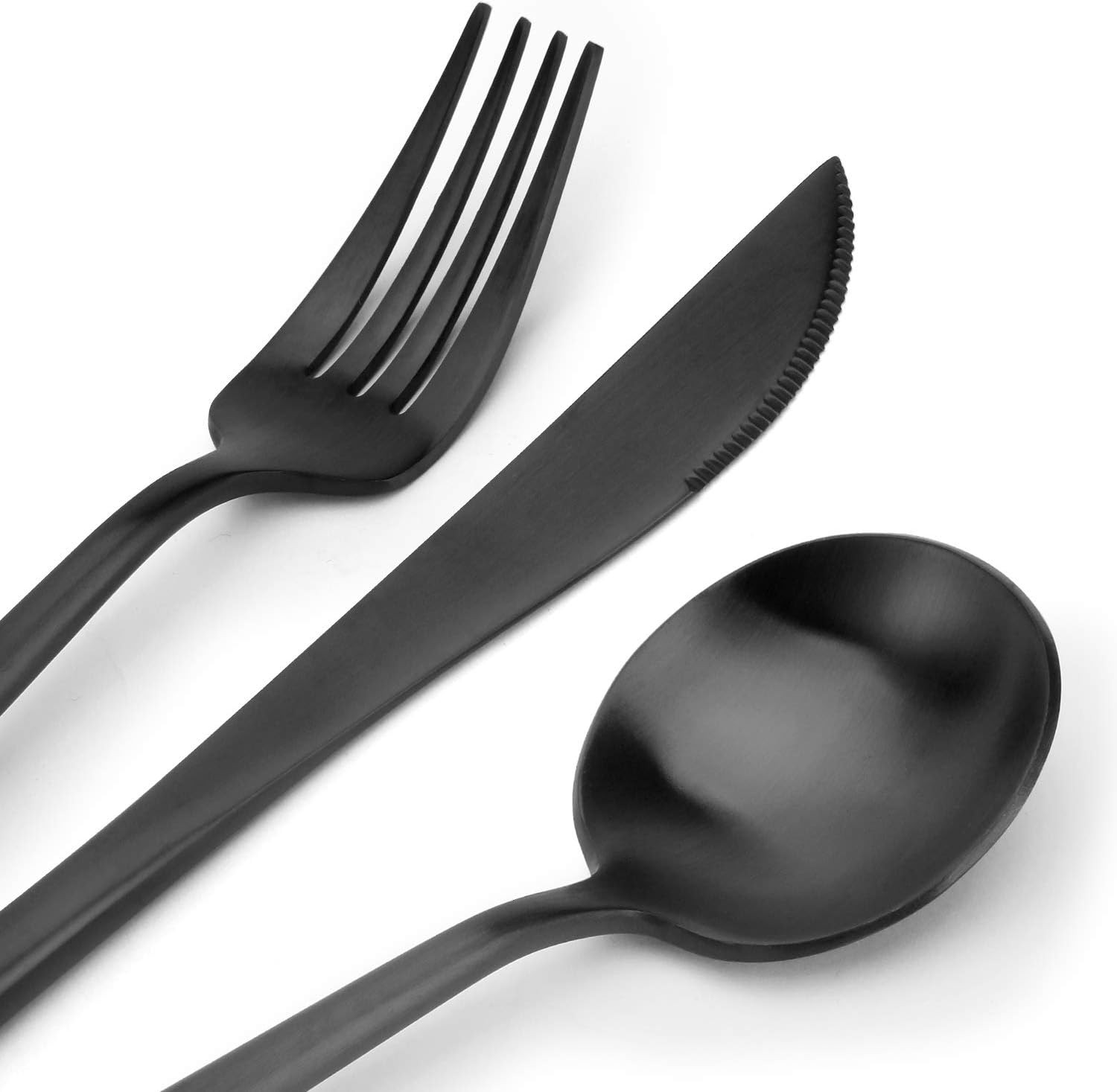 Matte Black Silverware Set, sharecook 20-Piece Stainless Steel Satin Finish Flatware Set Service ... | Amazon (US)