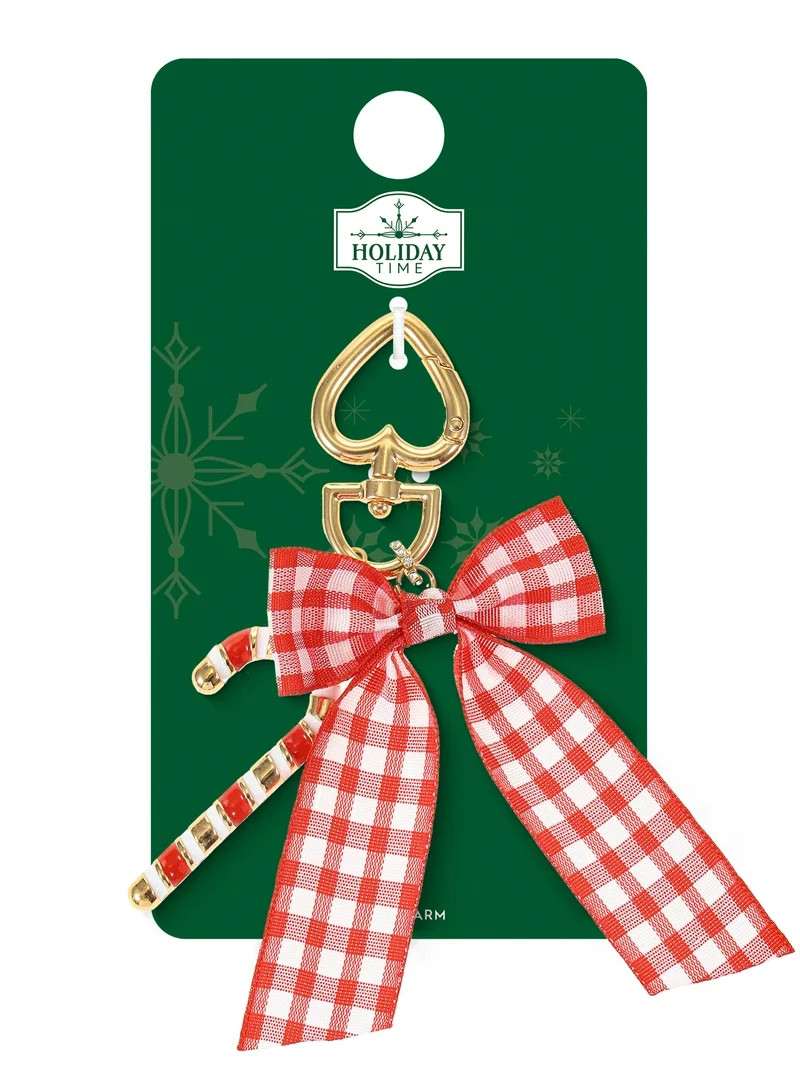 Holiday Time Candy Cane & Bow Bag Charm, 1 Piece | Walmart (US)