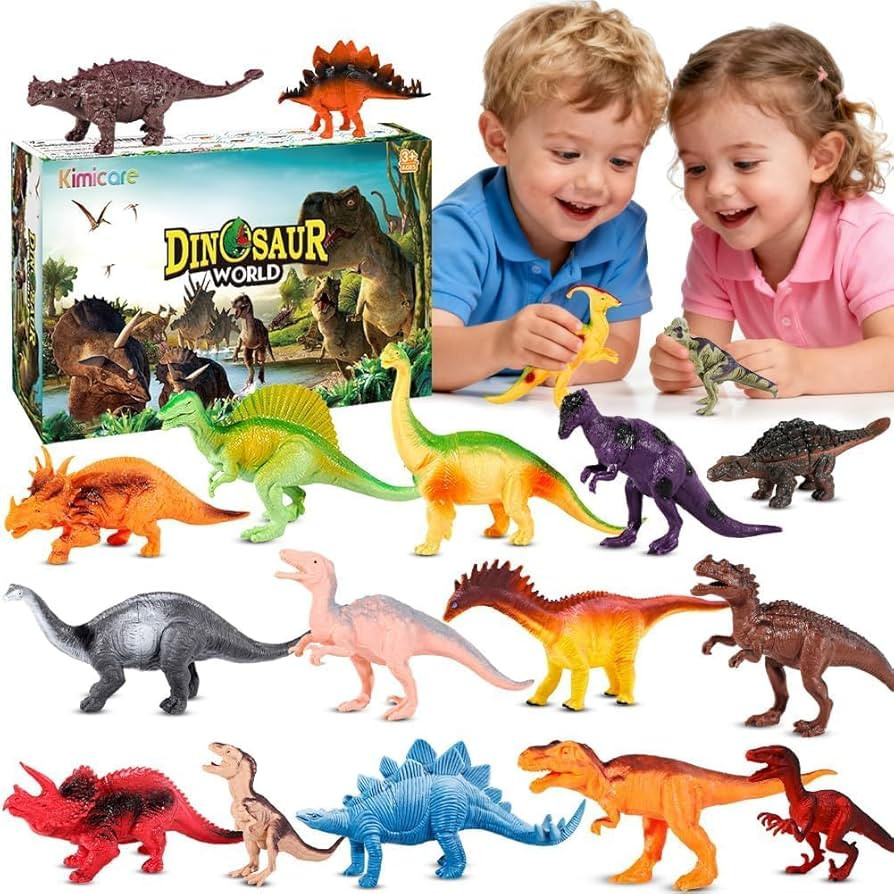 Kimicare Kids Dinosaur Figures Toys, 18 Pcs Plastic Dinosaur Toys for Kids 3-5, STEM Educational ... | Amazon (US)