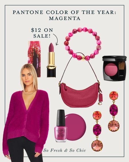 Pantone Color of the Year is Magenta! Vivid and memorable, here’s a round up of my faves!
-
Pat McGrath MatteTrance lipstick sale - magenta agate bracelet - Coach magenta curved shoulder bag - Chanel deep pink blush - magenta stone drop earrings - OPI magenta nail polish - holiday outfit - holiday look - Christmas OOTD - Christmas outfit idea - Christmas makeup - New Years Eve makeup

#LTKstyletip #LTKGiftGuide #LTKbeauty