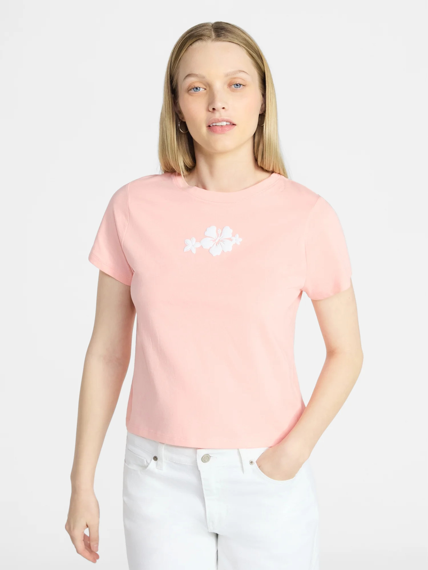 No Boundaries Cropped Cotton Tee with Short Sleeves, Women\u2019s XXS-XXL | Walmart (US)