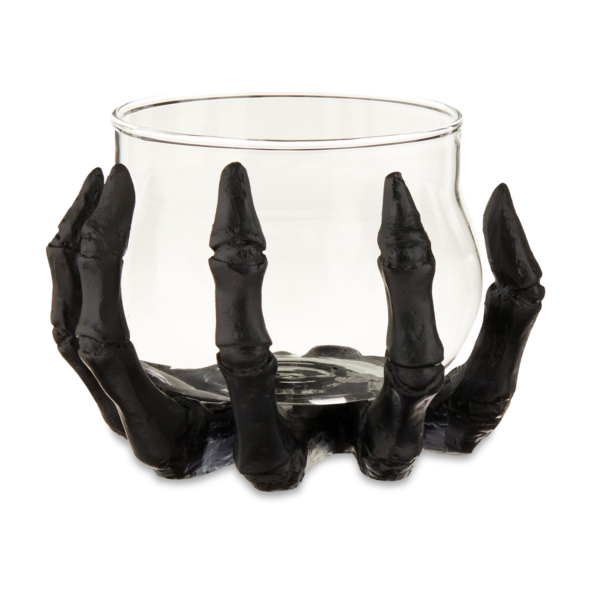 Halloween Black Resin & Glass Skeleton Hand Candleholder Decoration, 4 in L x 4 in W x 2.88 in H,... | Walmart (US)