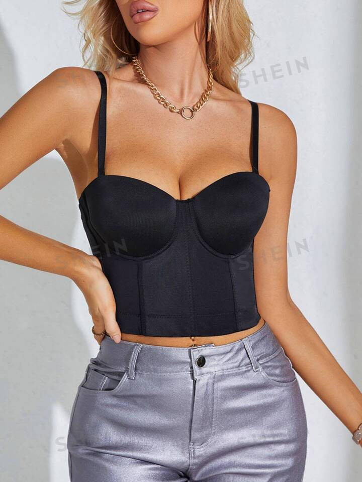 Apperloth A Bustier Mesh Cami Corset Top | SHEIN