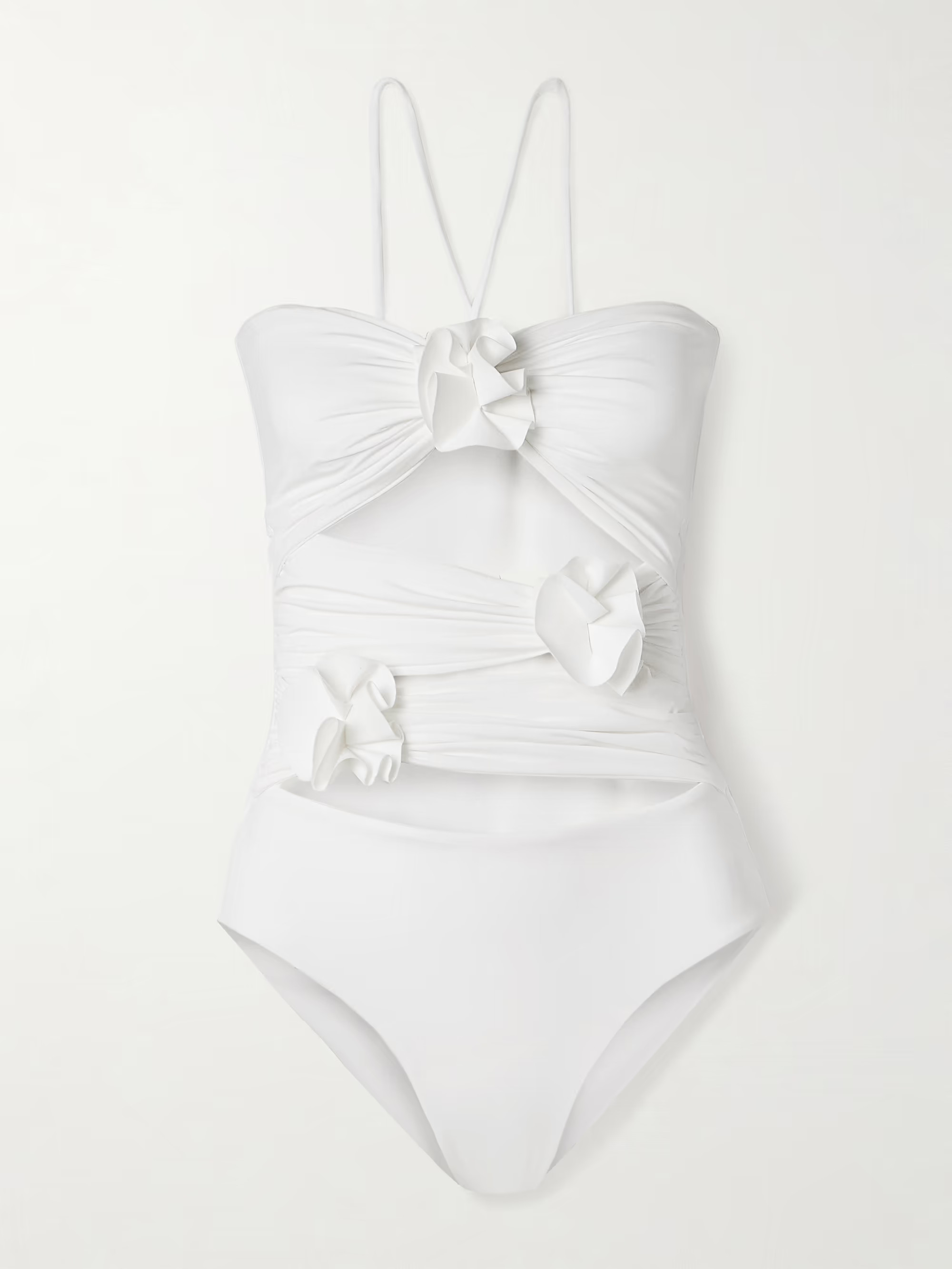 Trinitaria cutout appliquéd ruched swimsuit | NET-A-PORTER (US)