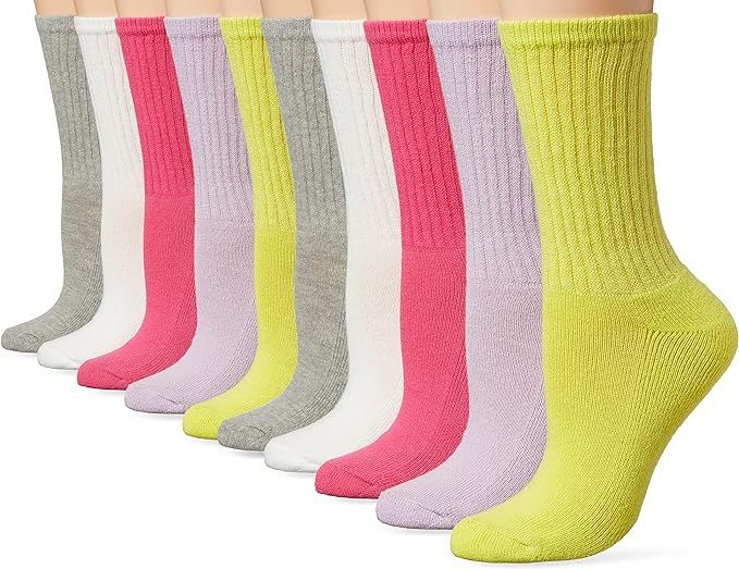 Amazon Essentials Women's Cotton Lightly Cushioned Crew Socks, Pack of 10 | Amazon (US)