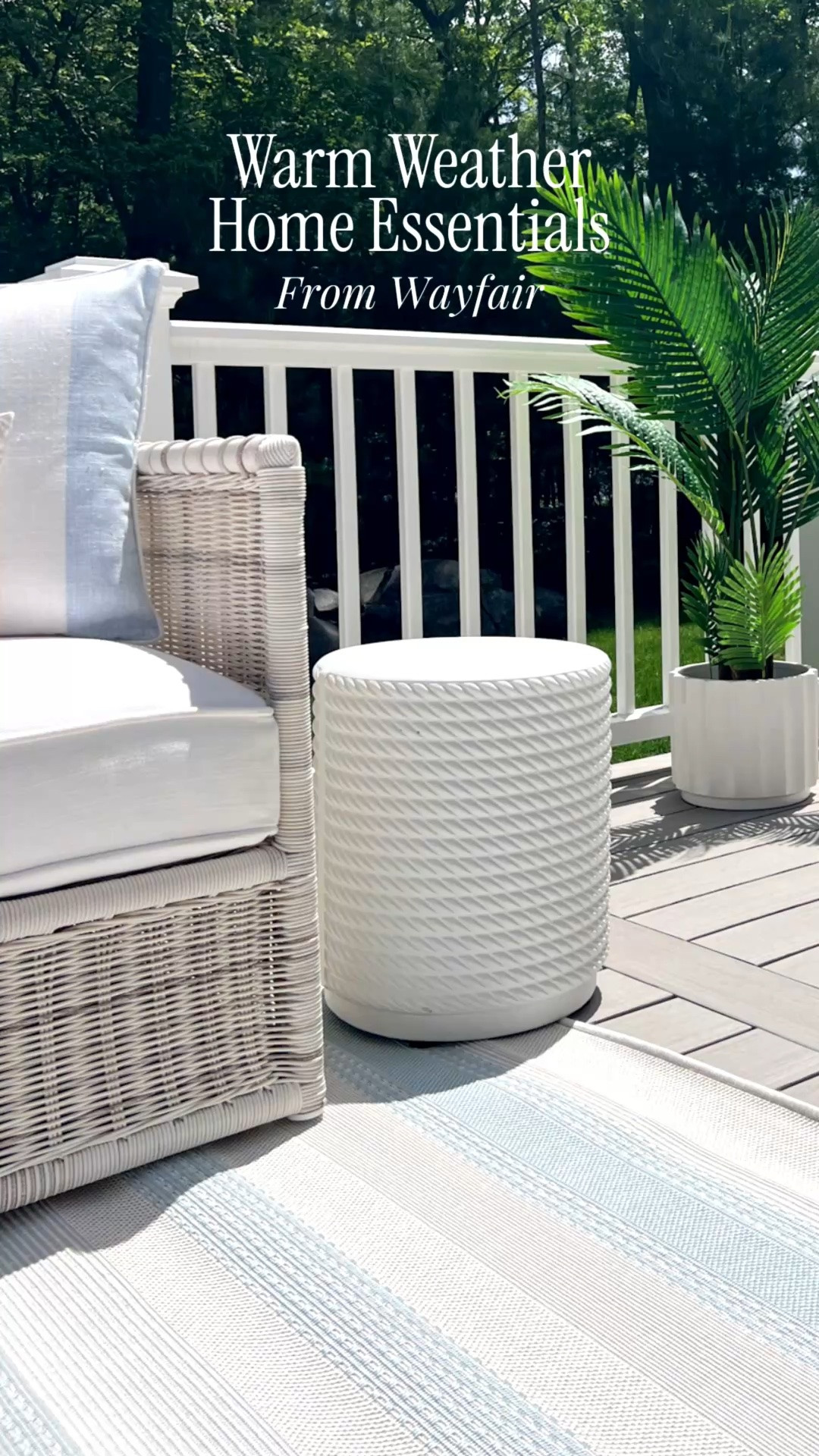 (#ad) You all know that summer is my favorite season so I love picking up pieces that enable my family to enjoy the season to its fullest! These are the outdoor pieces from @Wayfair that we use on repeat, especially when entertaining friends & family! #Wayfair #WayfairPartner #wishyouwerehere #outdoor 
-- 
coastal home decor, summer entertaining, kitchen essentials, outdoor tray, serving tray, melamine tray outdoor glasses, drink bucket, party bucket, wine bucket, flatware, silverware, bbq essentials, summer party essentials, rattan placemats, woven placemats, rattan chargers, rattan placemats, old fashioned glasses, fortessa glasses, flatware caddy, outdoor dining table, white outdoor dining table, wayfair outdoor dining table, outdoor furniture, patio table, outdoor side tables, white outdoor side tables, round outdoor side tables, outdoor rugs, patio rugs, deck rugs, outdoor coffee tables,outdoor storage, deck box, polywood furniture, beach house entertaining, shatterproof glasses, outdoor bar cart

#LTKSaleAlert #LTKHome #LTKSeasonal