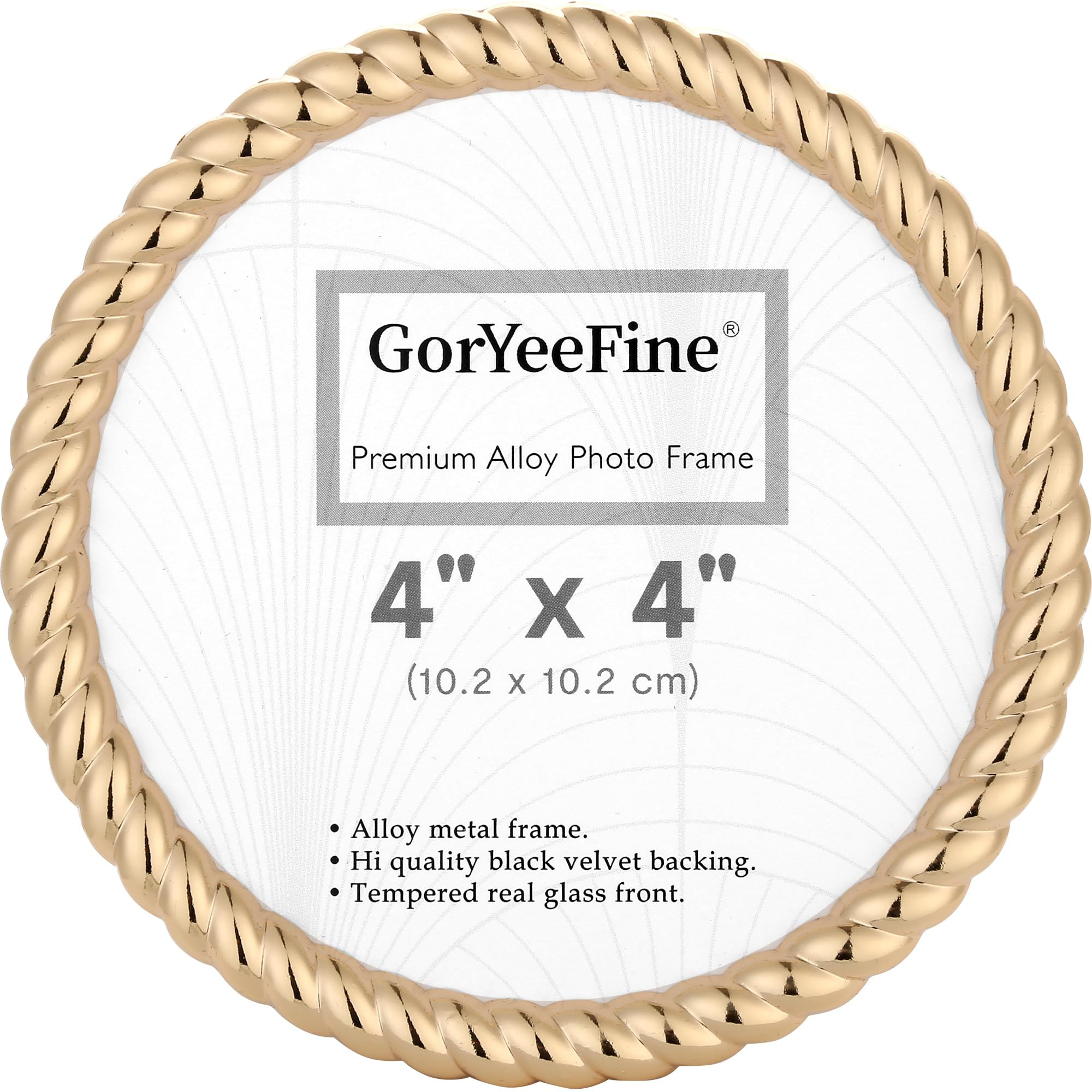 4x4'' High-End Round Gold Photo Frames - Contemporary Rope Profile,Hi Qaulity Velvet Backing & Te... | Amazon (US)