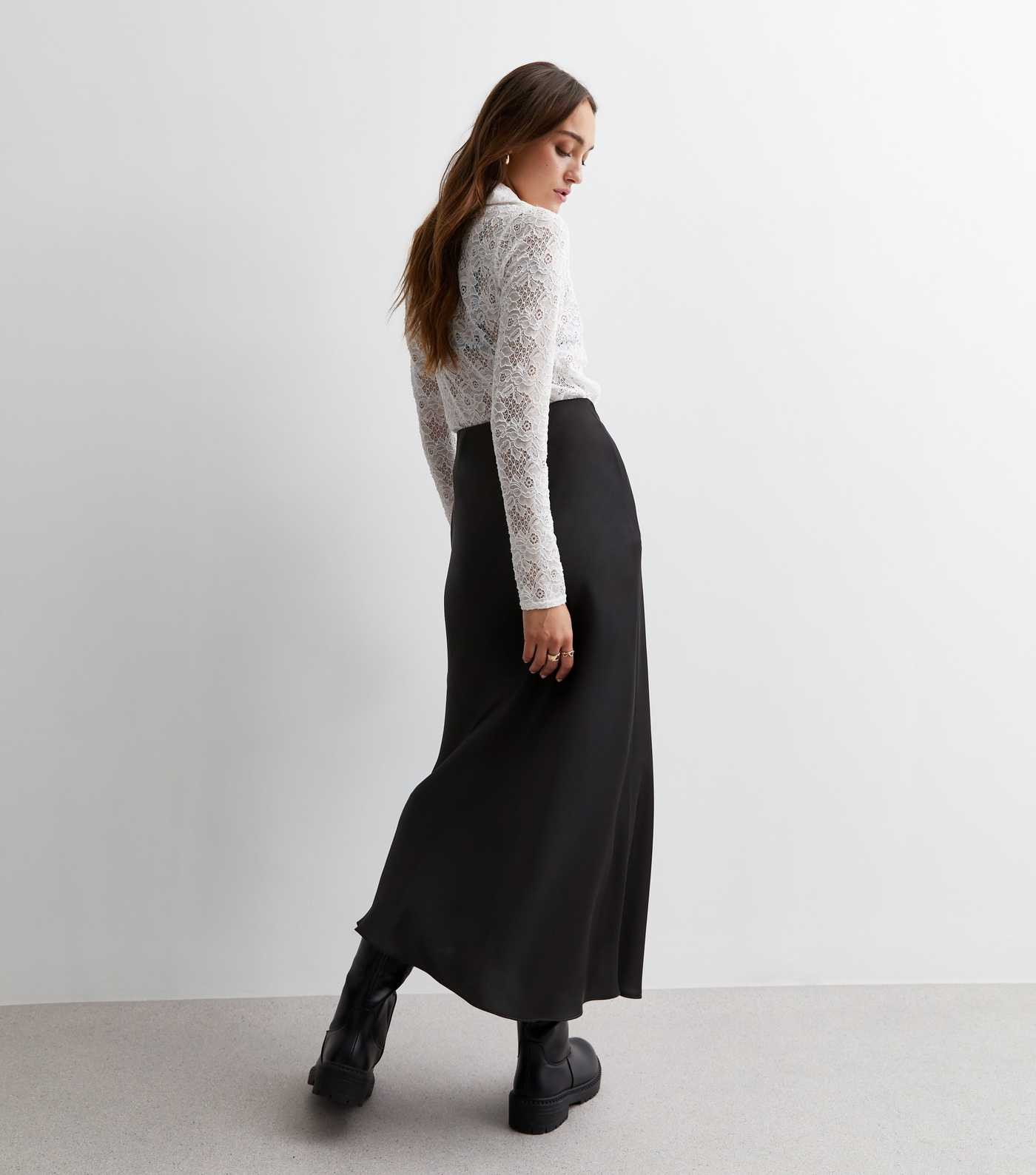 Black Satin Bias Cut Midaxi Skirt
						
						Add to Saved Items
						Remove from Saved Items | New Look (UK)