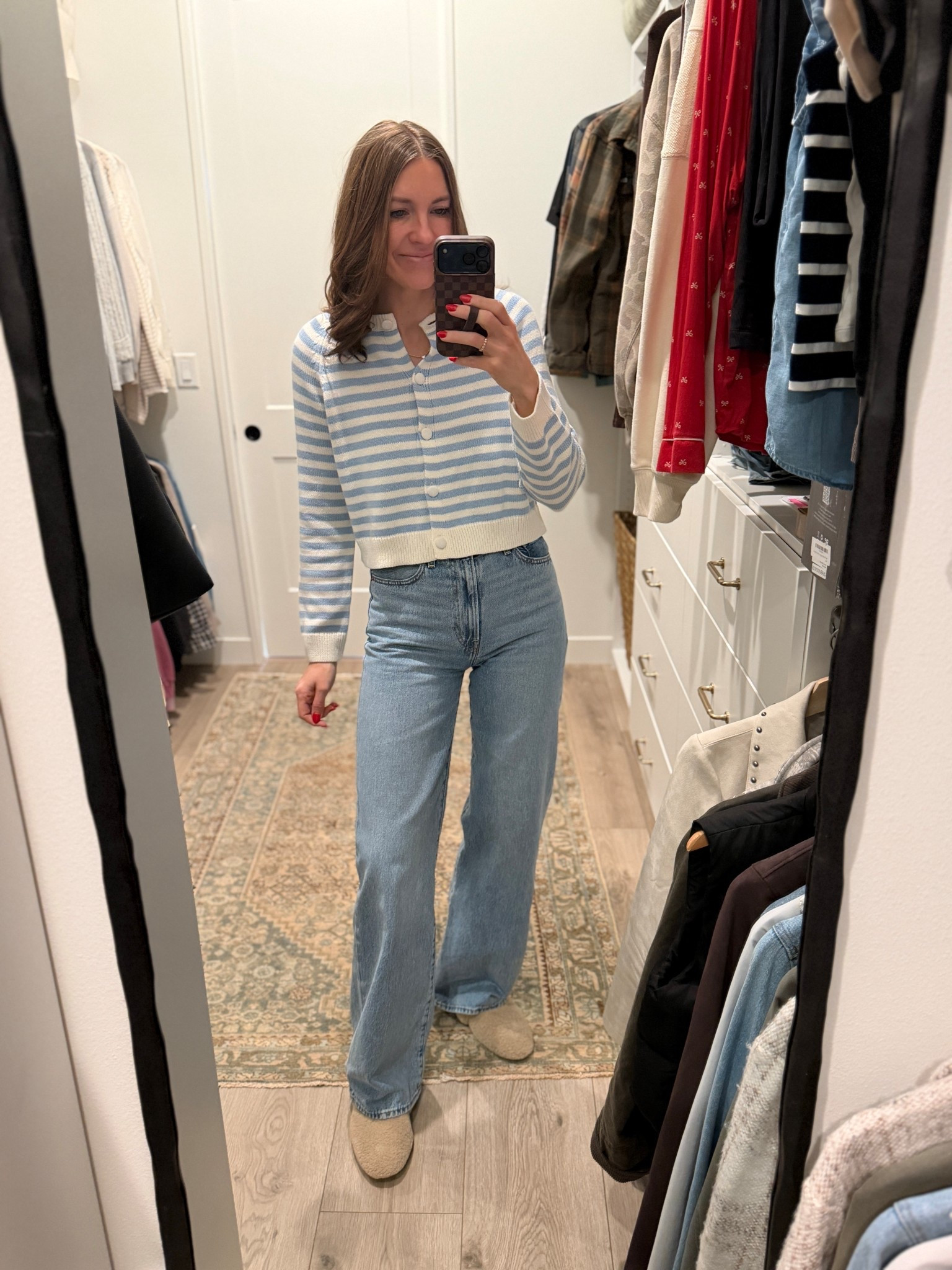 My favorite target sweater, now in this fun blue stripe! I’m wearing a S for reference. 
￼

#LTKootd #LTKTall #LTKSeasonal