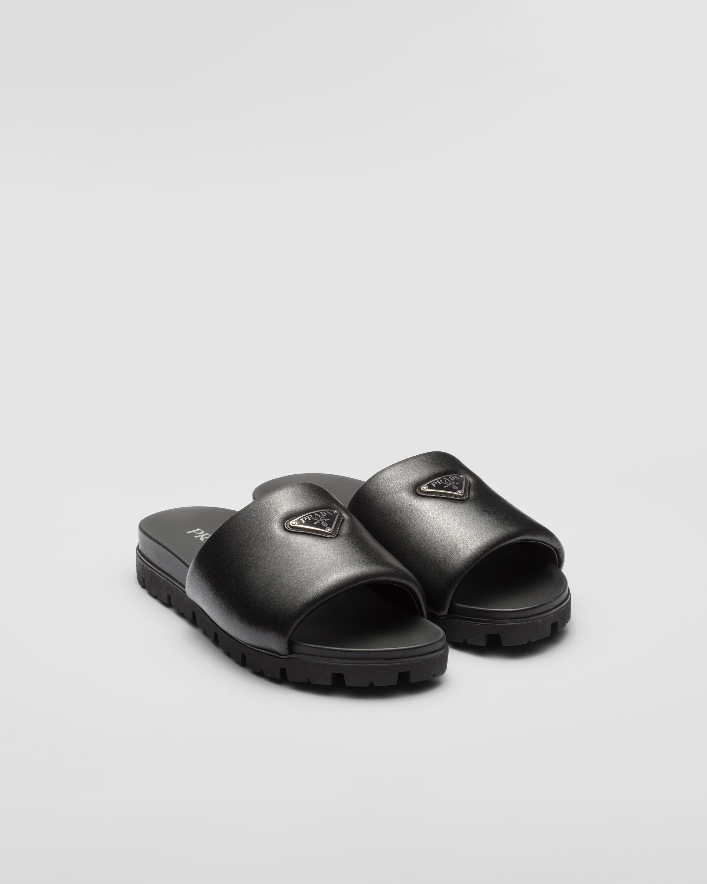 Padded nappa leather slides | Prada US
