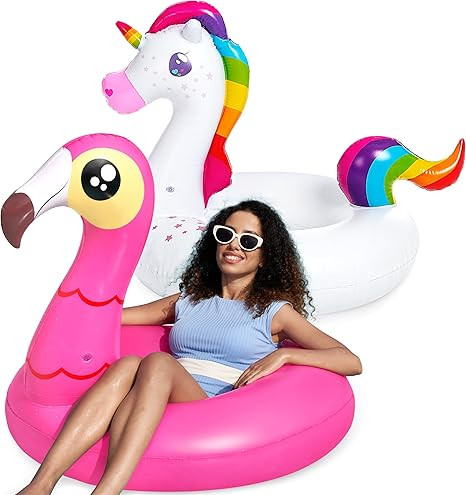 JOYIN 2-Pack Flamingo Unicorn Pool Float - Fun Floaties Inflatable Swimming Pool Tubes Toys Party... | Amazon (US)
