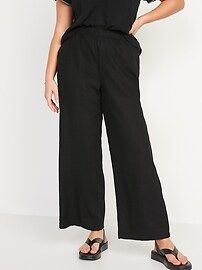 High-Waisted Linen-Blend Wide-Leg Pants for Women | Old Navy (US)