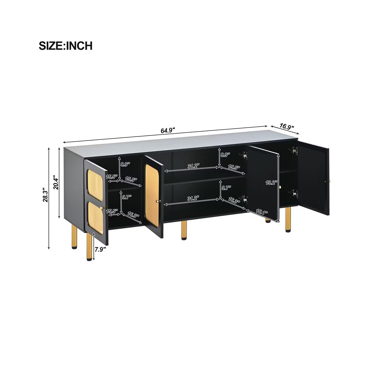 Rattan TV Stand for TVs up to 70”,Modern Entertainment Center with Rattan Door, Media Console T... | Target