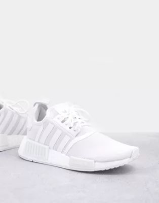 adidas Originals NMD_R1 Primeblue sneakers in triple white | ASOS (Global)