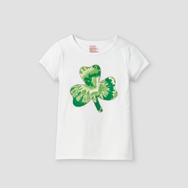 Girls' Adaptive Shamrock Short Sleeve Graphic T-Shirt - Cat & Jack™ White | Target