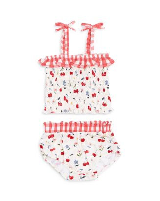 Angel Dear Girls' Watercolor Cherries Gingham Smocked Ruffle Top & Bloomer Set - Baby  | Blooming... | Bloomingdale's (US)