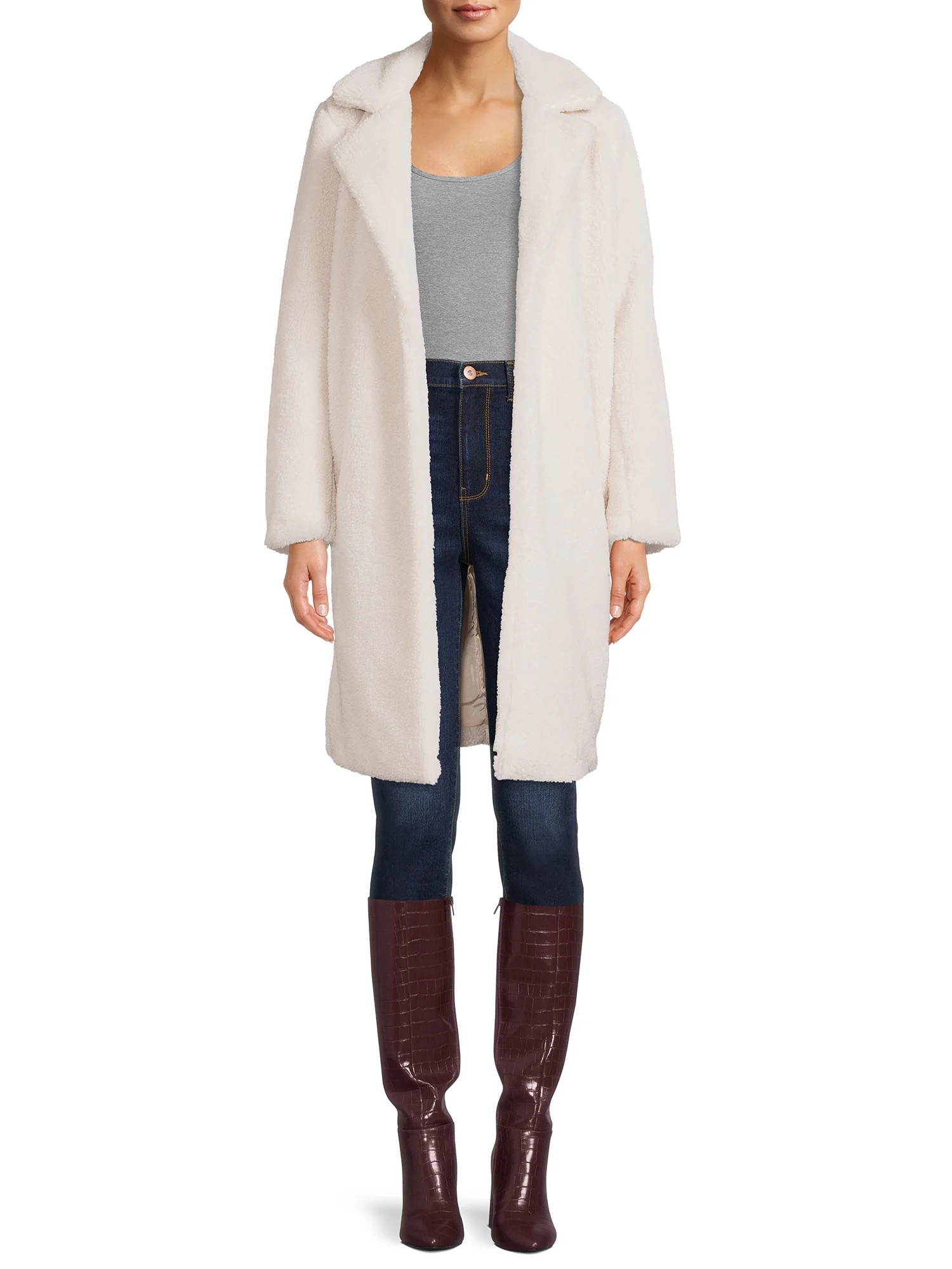 Mark Alan Women's and Women's Plus Size Faux Sherpa Wrap Coat - Walmart.com | Walmart (US)