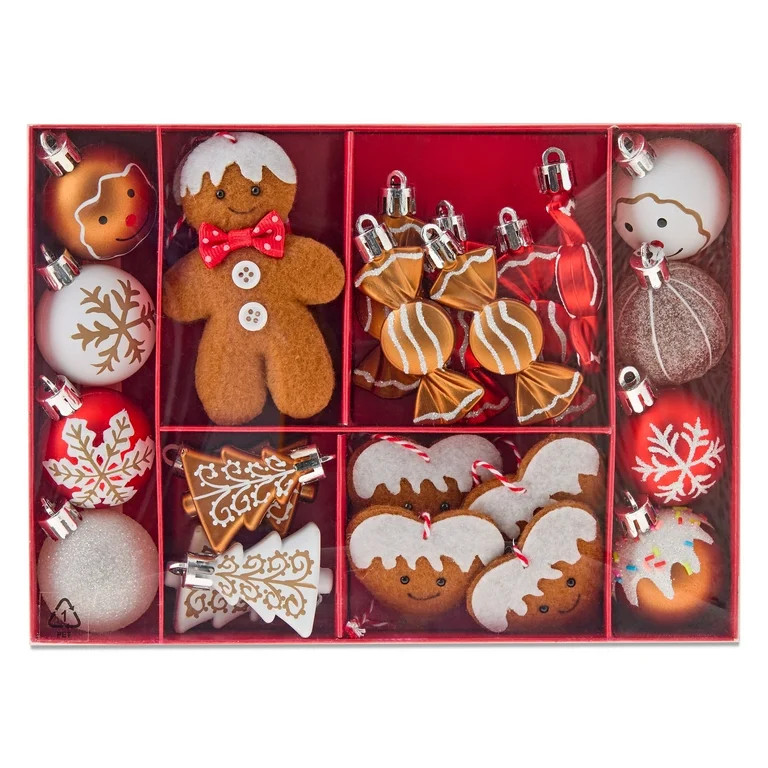 Brown and White Mini Gingerbread Christmas Ornaments, 24 Count, by Holiday Time - Walmart.com | Walmart (US)