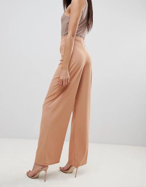 Missguided Tall exclusive tall wide leg pants in camel | ASOS (Global)