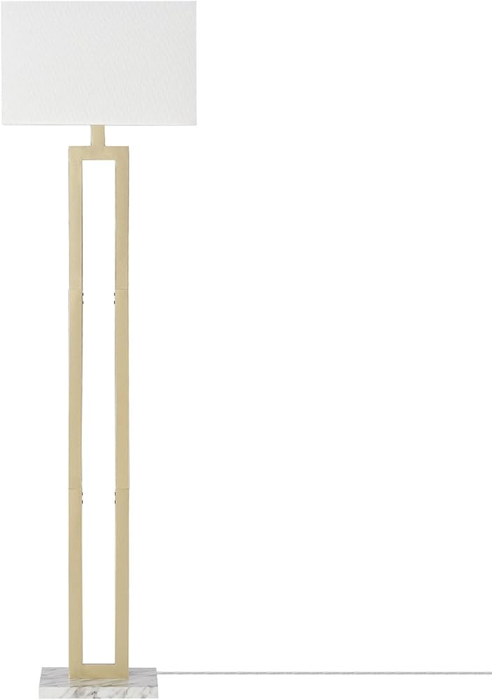 GLOBE Electric 12273 D'Alessio 58" Floor Lamp, Gold, White Linen Shade, Faux Marble Base, On/Off ... | Amazon (US)