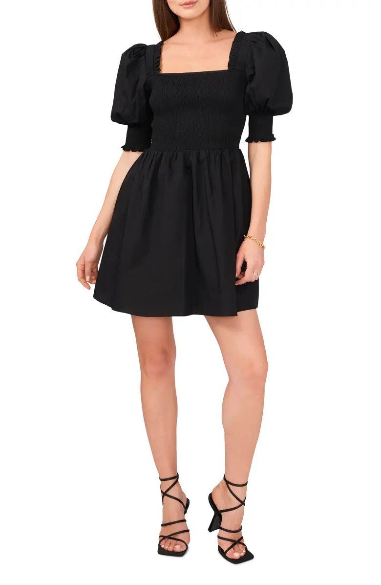 Puff Sleeve Cotton Poplin Minidress | Nordstrom