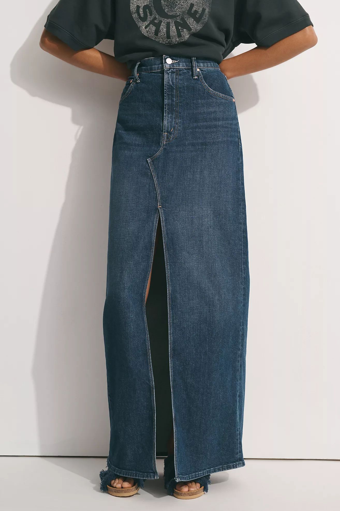 MOTHER The Bombshell Denim Maxi Skirt | Anthropologie (US)