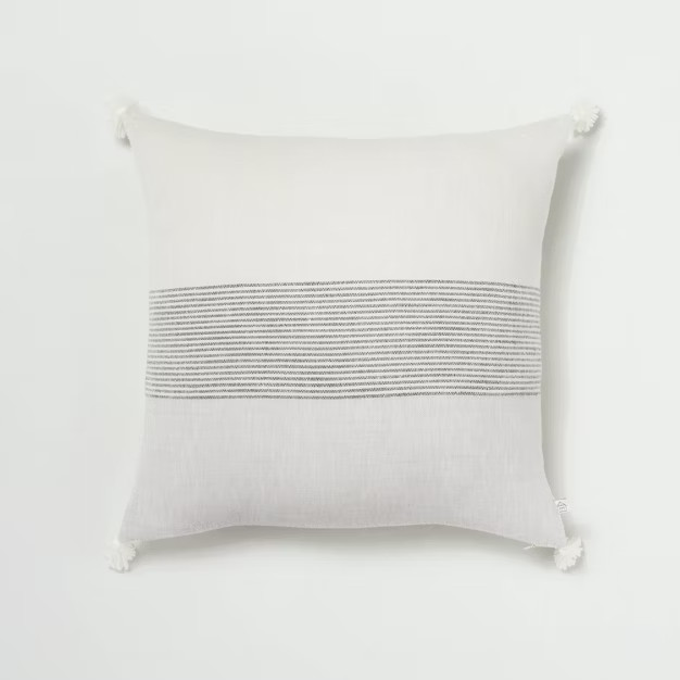 18" x 18" Mini Stripe Color Block Bed Pillow Neutrals - Hearth & Hand™ with Mag... | Target