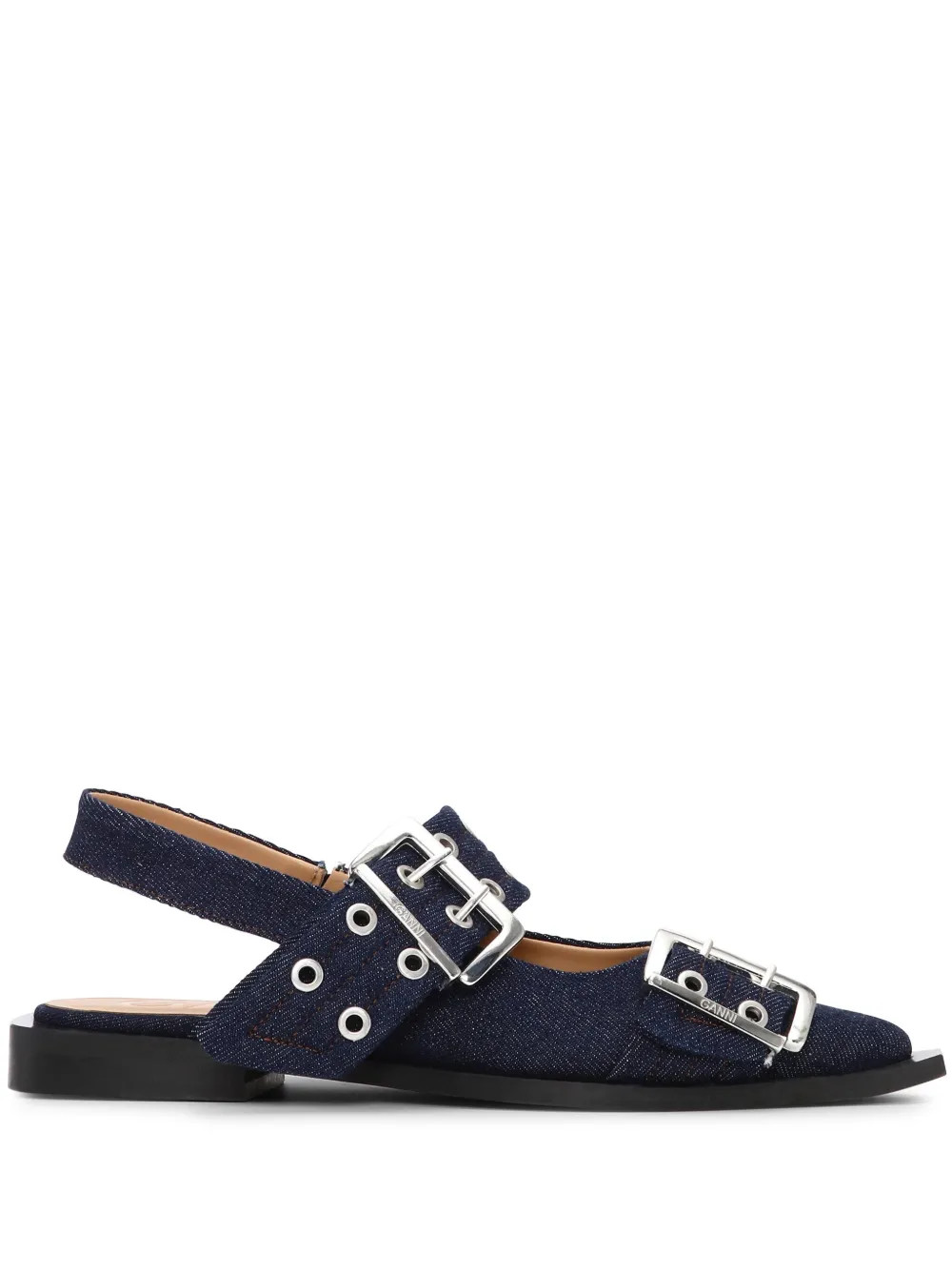 buckle-detail denim ballerina shoes | Farfetch Global