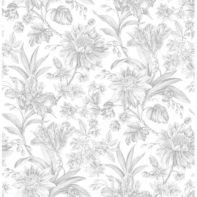 allen + roth 30.75-Sq. Feet Grey Vinyl Floral Self-adhesive Peel and Stick Wallpaper | Lowe's