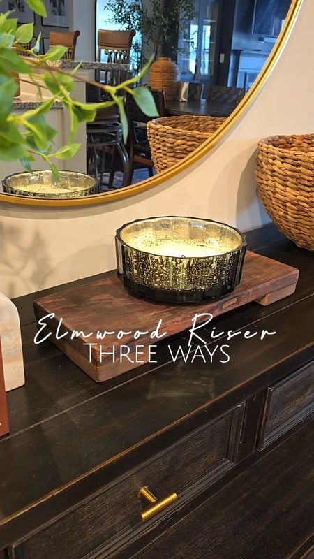 Swoon!✨️🥰I'm a sucker for wood risers. This one comes in several wood stains and sizes. Showing you how to style it three ways here , on a console, kitchen counter,  or a coffee table.  What's your favorite spot?

#LTKhome #LTKsalealert #LTKVideo