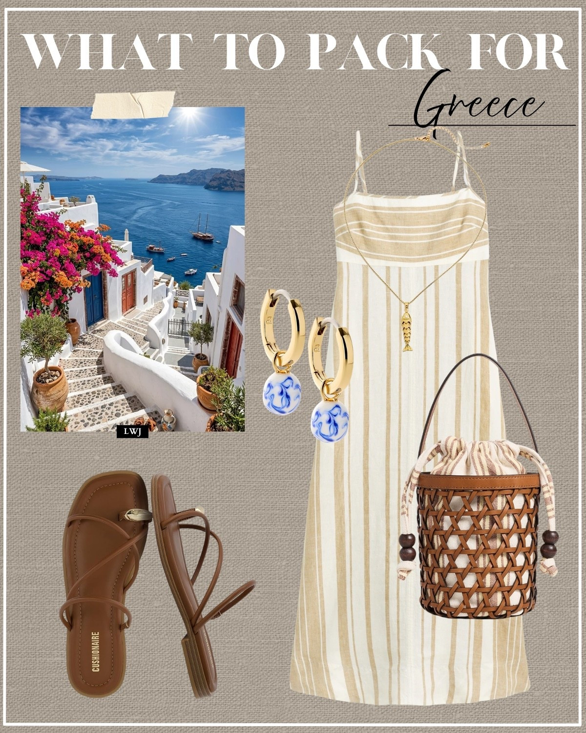 What to pack for Greece 

Summer travel / summer outfits / Greece outfits / striped maxi dress / ana Luisa earrings / mini woven bucket purse / strappy sandals / Amazon

#LTKootd #LTKTravel