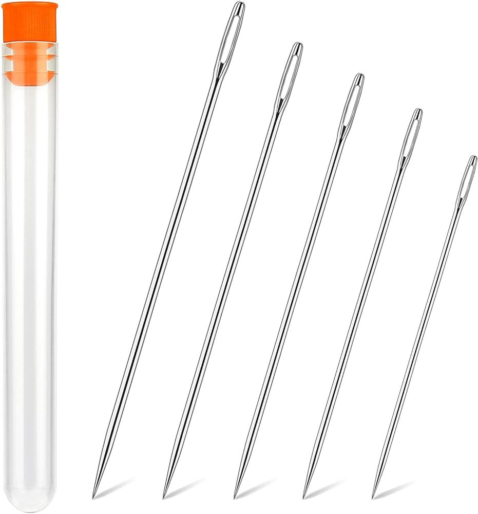WONVOC Long Sewing Needles, 5 Sizes - 3.5/3.9/4.9/5.9/6.9'', Stitching Needles, Large-Eye Hand Qu... | Amazon (US)