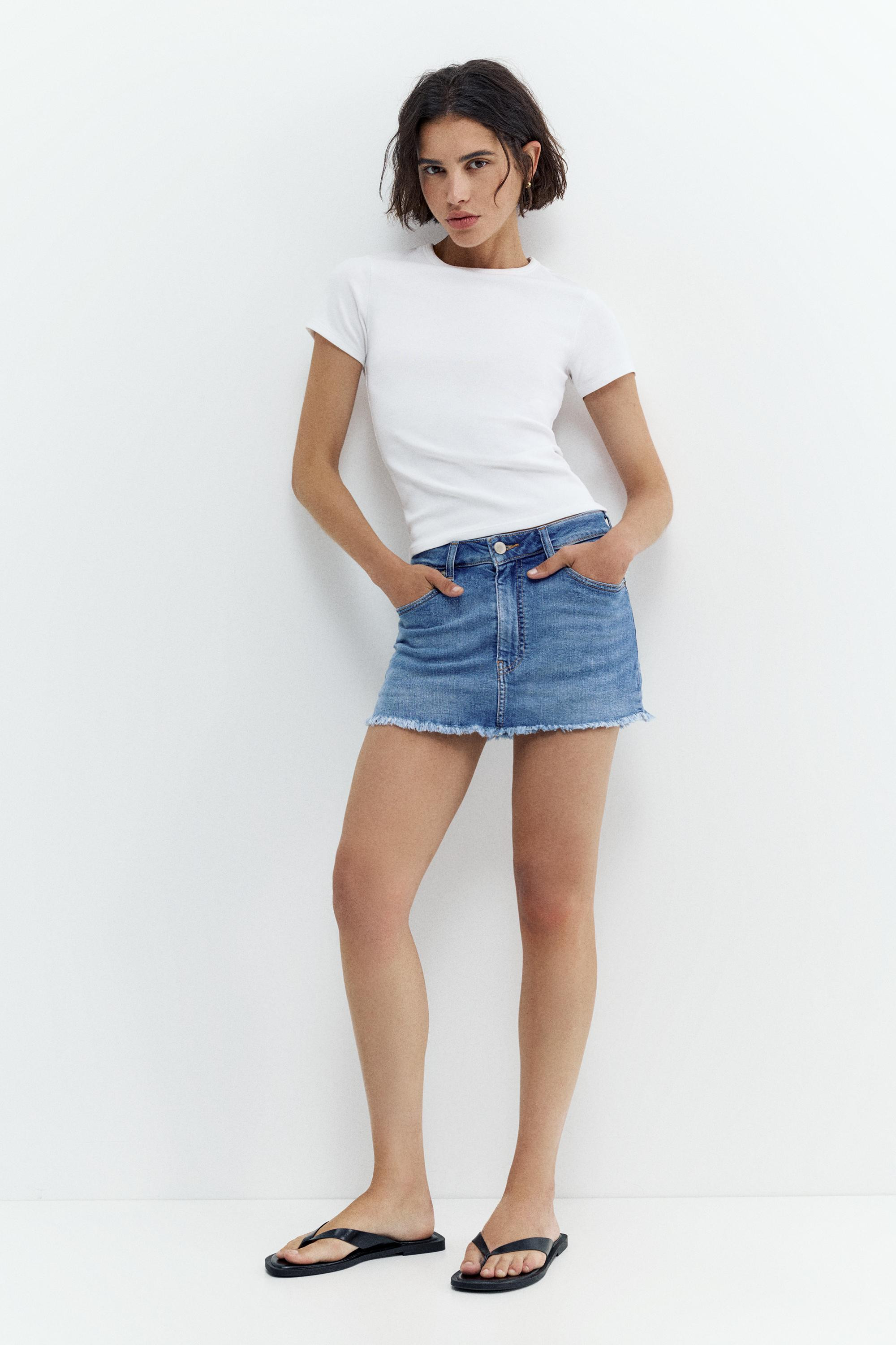 Denim skort | Pull&Bear United Kingdom | PULL and BEAR UK