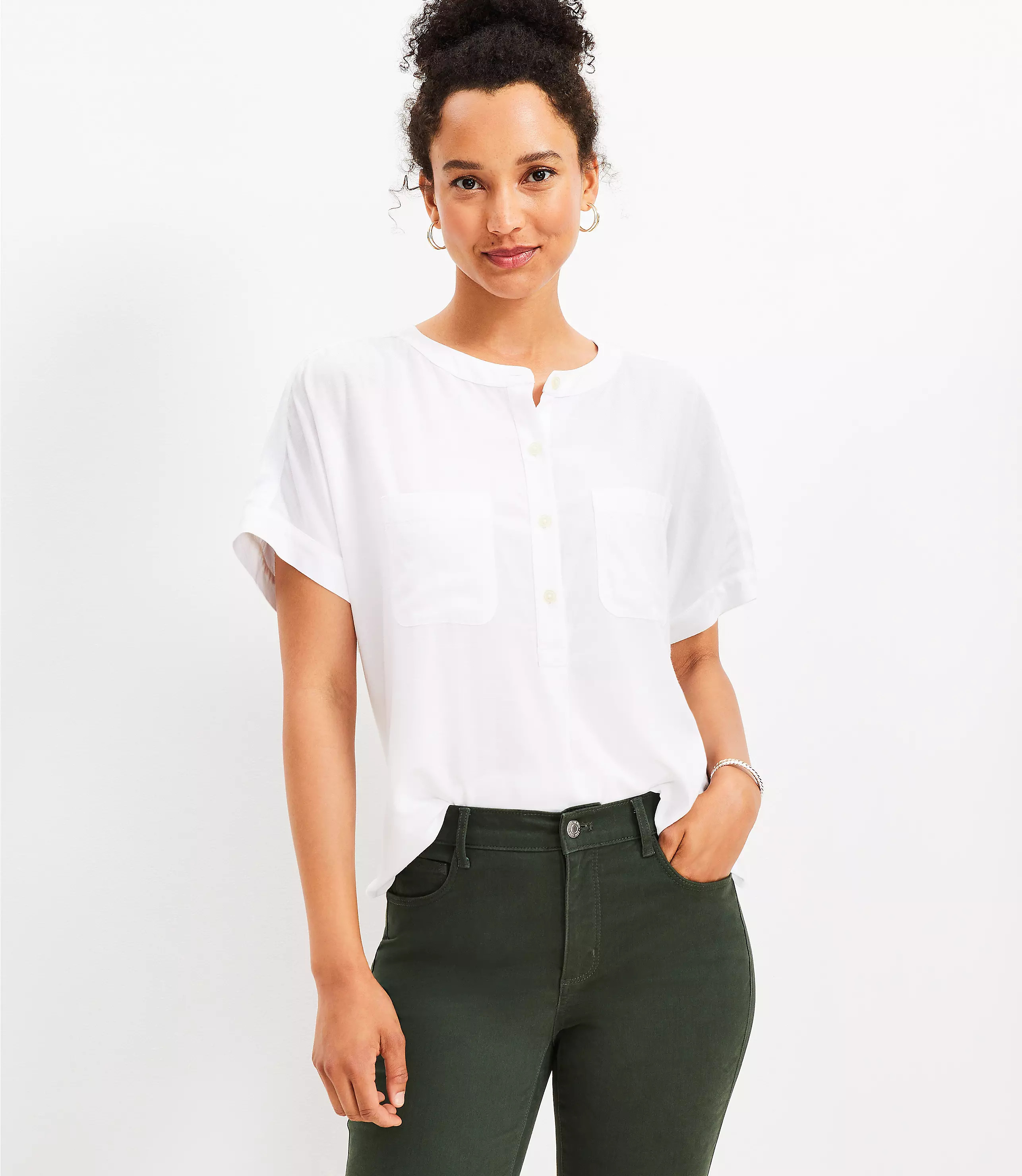 Dolman Henley Everyday Shirt | LOFT