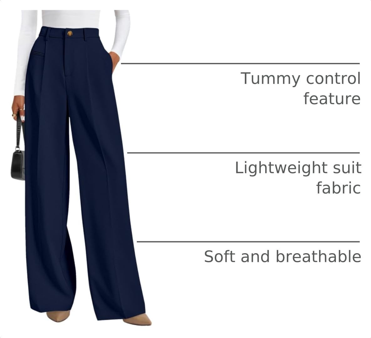 PRETTYGARDEN Women's Tailored Wide Leg Work Dress Pants | Amazon (US)