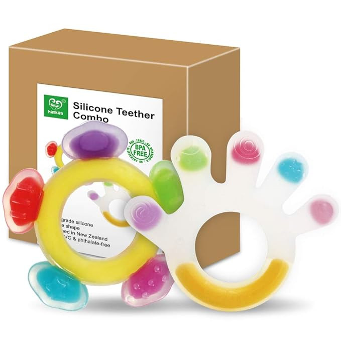 Haakaa Silicone Baby Teethers Baby Teething Toys Soothe Massage Sore Gums for 3M+ Babies Infants ... | Amazon (US)