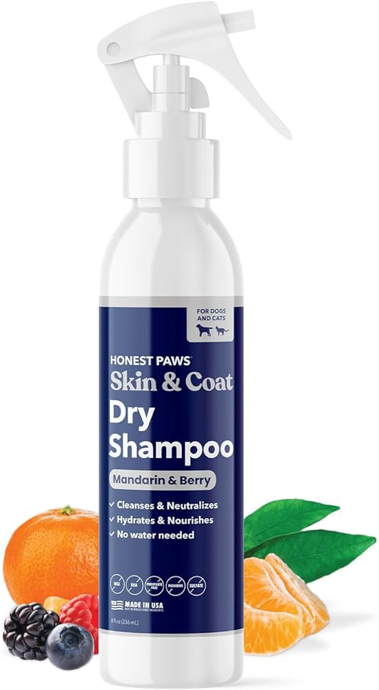 Honest Paws Dog Dry Shampoo - Waterless No Rinse Spray Formula Reducing Itch Cleanse Hydrate Nour... | Amazon (US)