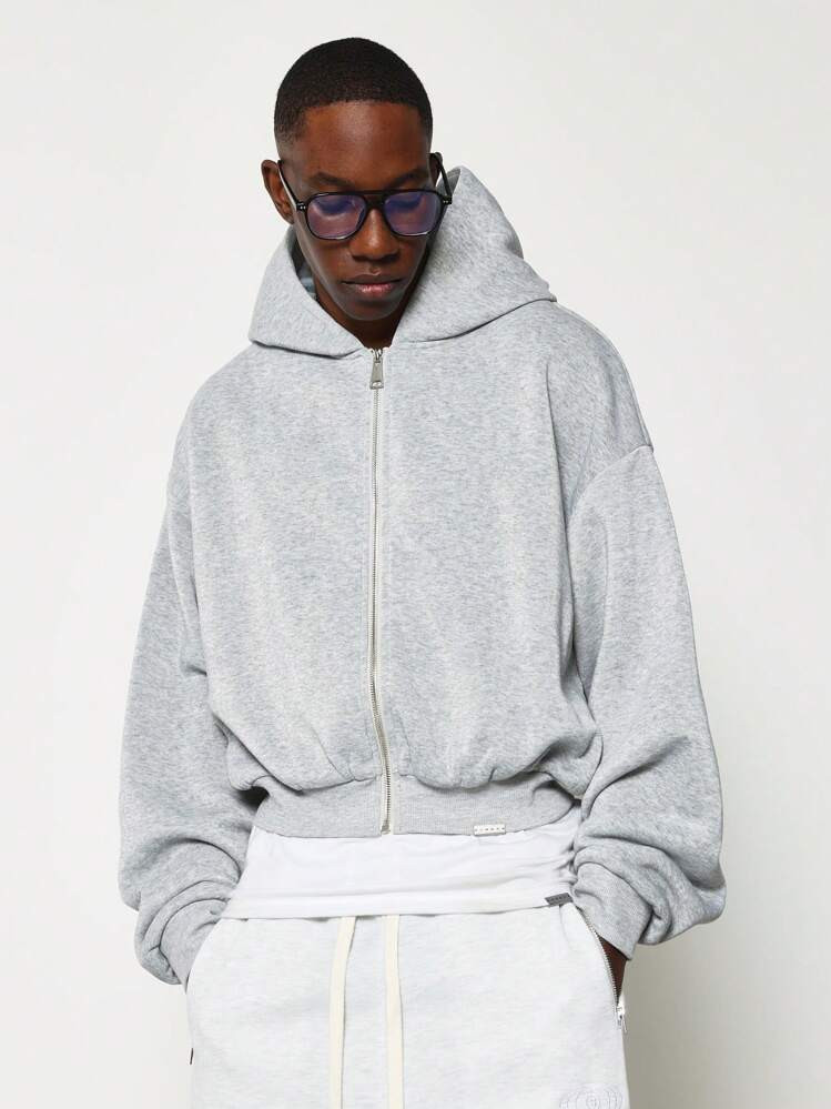 SUMWON Crop Fit Essential Zip Through Hoodie | SHEIN USA | SHEIN