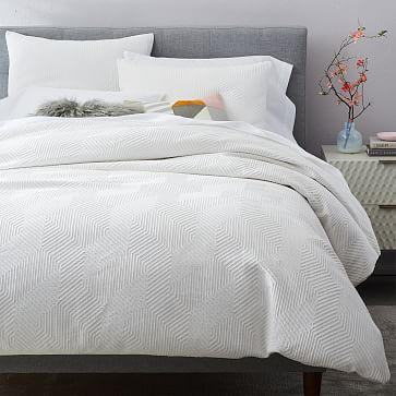 Modern Geo Duvet Cover + Shams - White | West Elm (US)