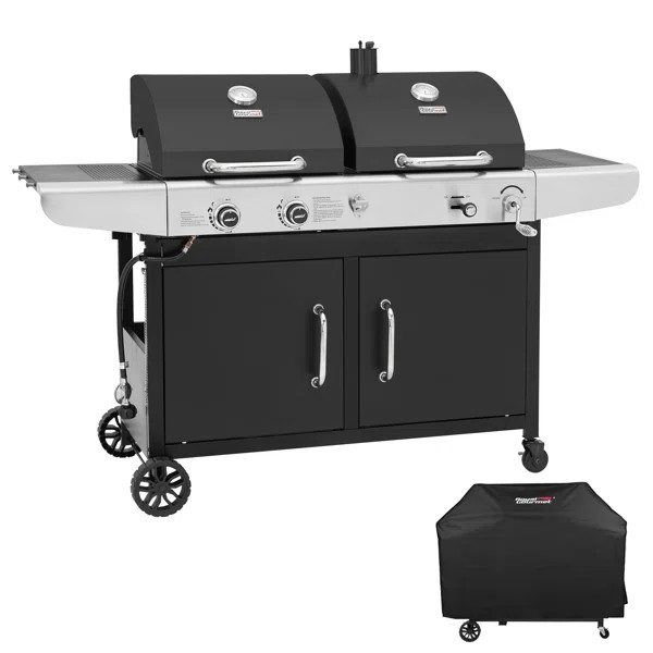 Royal Gourmet 2-Burner Gas and Charcoal Combo Grill with Cover, 20,000 BTU Cabinet Style Dual Fue... | Wayfair North America