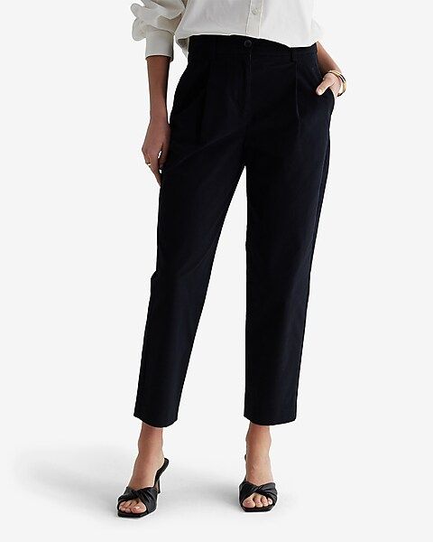High Waisted Pleated Ankle Chino Pant | Express